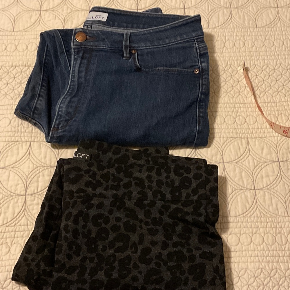Bundle of LOFT favorites! Black Leopard Jeggings and curvy hi-waist jeans